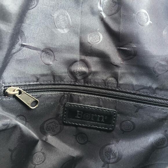 Born Flower Embossed Black Leather Purse Medium Bucket Hobo Western Boho Moto - Picture 9 of 14